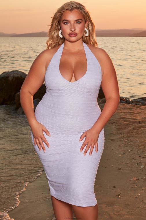 nők Oh Polly halványlila azúrkék horgolt merülő nyakú midi ruha 6F8P8485