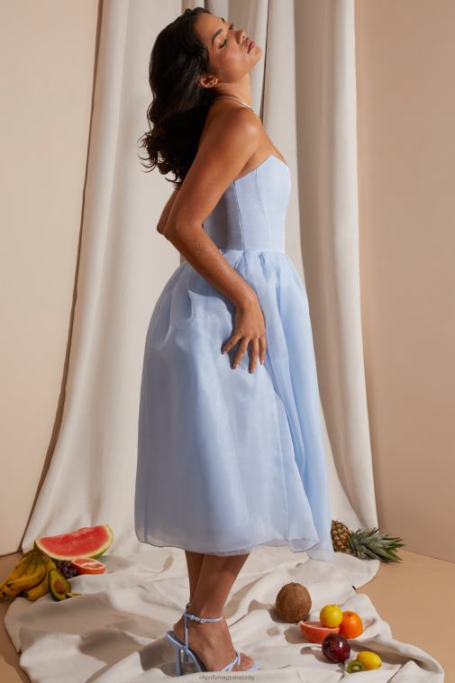 nők Oh Polly kék marise pánt nélküli fűzős tüll midi ruha 6F8P8238
