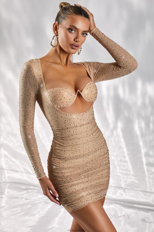 nők Oh Polly Arany elbűvölő szerelmi hosszú ujjú miniruha 6F8P8450