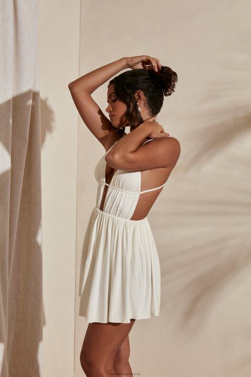 nők Oh Polly elefántcsont carmen ruched skater szoknya mini ruha 6F8P8380