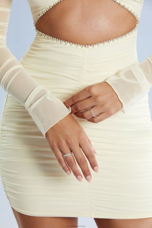 nők Oh Polly elefántcsont nara hosszú ujjú kivágott miniruha 6F8P8349