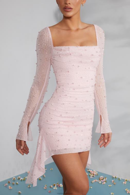 nők Oh Polly elpirul tivoli hosszú ujjú, díszített burkolatú nyakú miniruha 6F8P8229