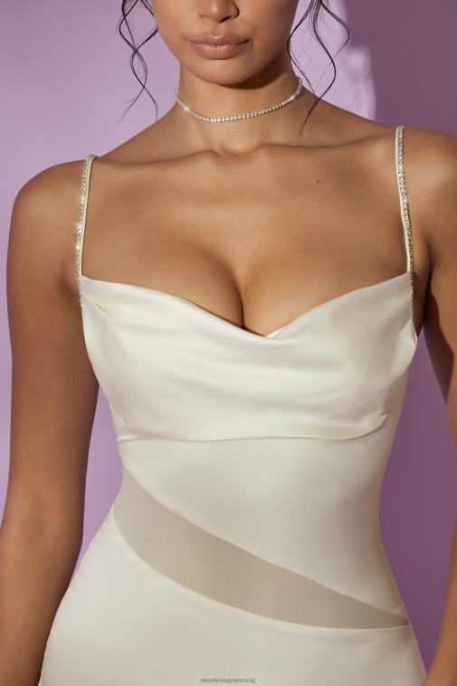 nők Oh Polly fehér ónix burkolatú nyakú aszimmetrikus szegélyű miniruha 6F8P8143