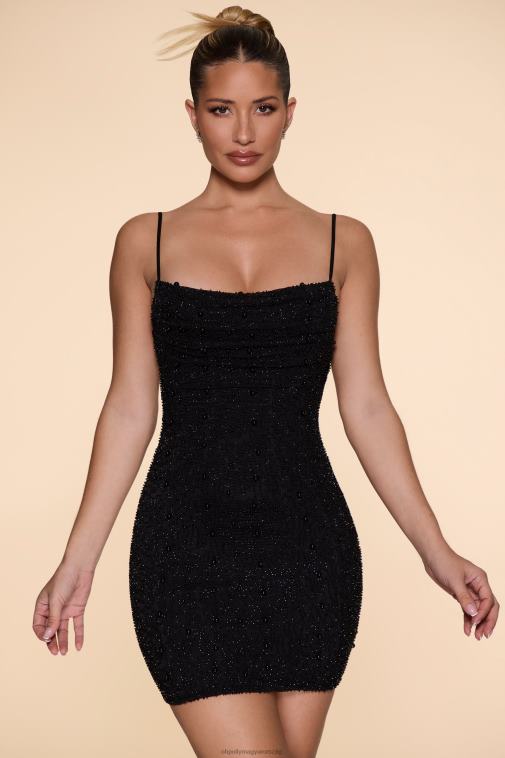 nők Oh Polly fekete Seychelle-szigeteki díszítésű burkolatú nyakú miniruha 6F8P858