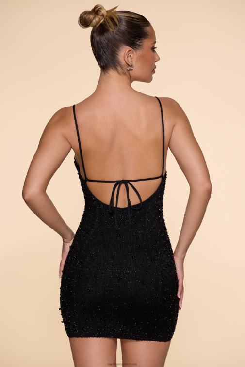 nők Oh Polly fekete Seychelle-szigeteki díszítésű burkolatú nyakú miniruha 6F8P858