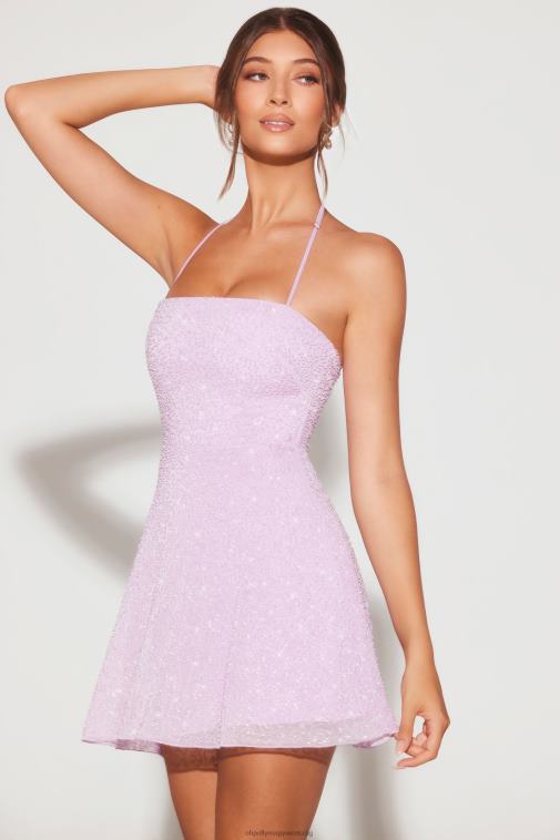 nők Oh Polly halványlila salerno díszítésű, több viseletű a-vonalú miniruha 6F8P89