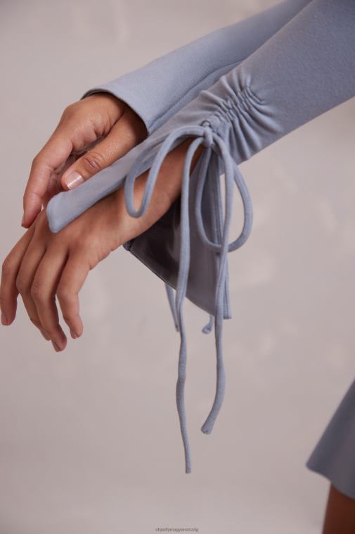 nők Oh Polly kék lilah hosszú ujjú, domború, egyvonalú miniruha 6F8P8225