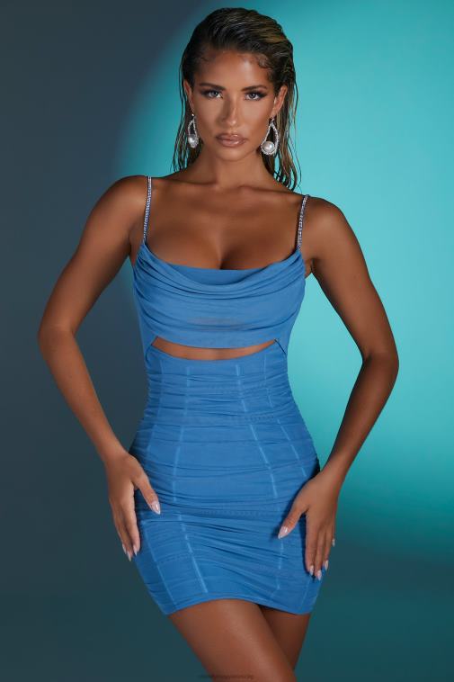 nők Oh Polly kék montpellier díszített pántos miniruha 6F8P8334