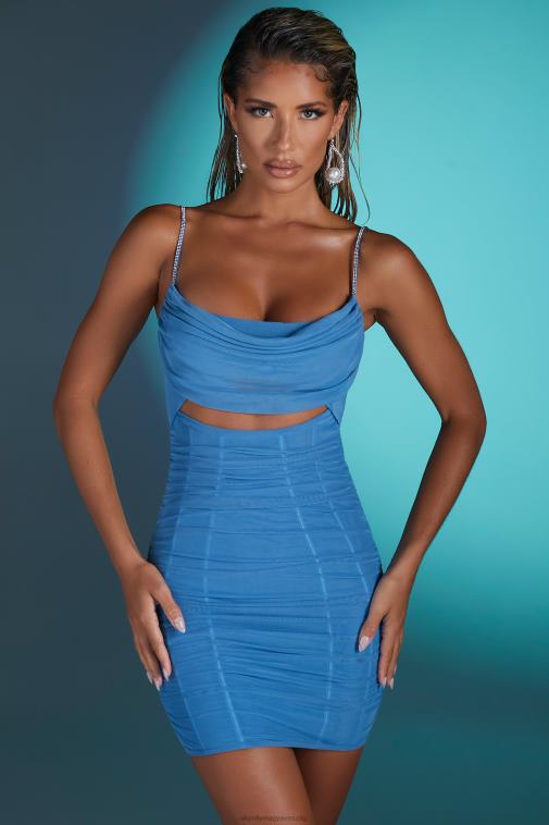 nők Oh Polly kék montpellier díszített pántos miniruha 6F8P8334