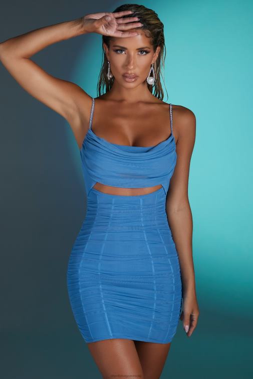 nők Oh Polly kék montpellier díszített pántos miniruha 6F8P8334