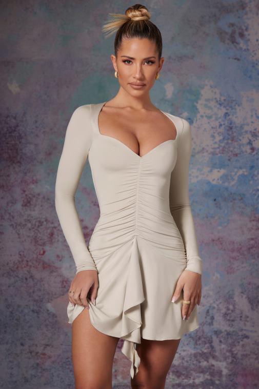 nők Oh Polly kő lili hosszú ujjú vízesés szoknya mini ruha 6F8P8284