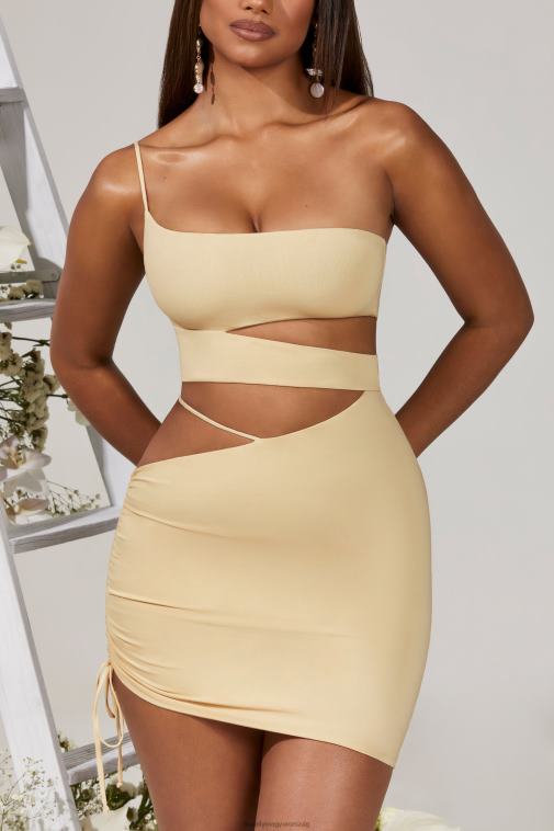 nők Oh Polly krém yari oldalról kivágott, rovátkolt mini ruha 6F8P8292