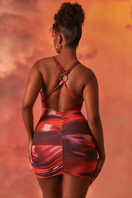 nők Oh Polly narancs ebből a világból, crossover, rovátkolt hálós miniruha 6F8P8513