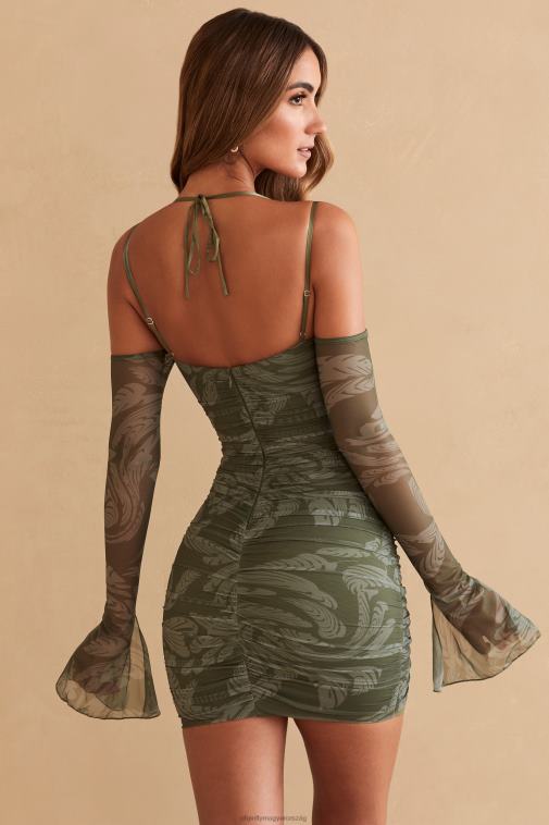 nők Oh Polly olíva nyomat asli hosszú ujjú paneles miniruha 6F8P8321