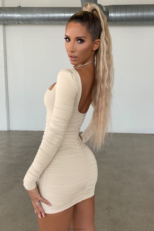 nők Oh Polly osztriga fehér hízelegj nekem hosszú ujjú domború miniruha 6F8P8538