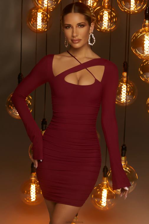 nők Oh Polly piros midnight allure hosszú ujjú miniruha 6F8P8561