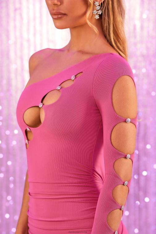 nők Oh Polly rózsaszín hatalmas, egyujjú kivágott mini ruha 6F8P8412