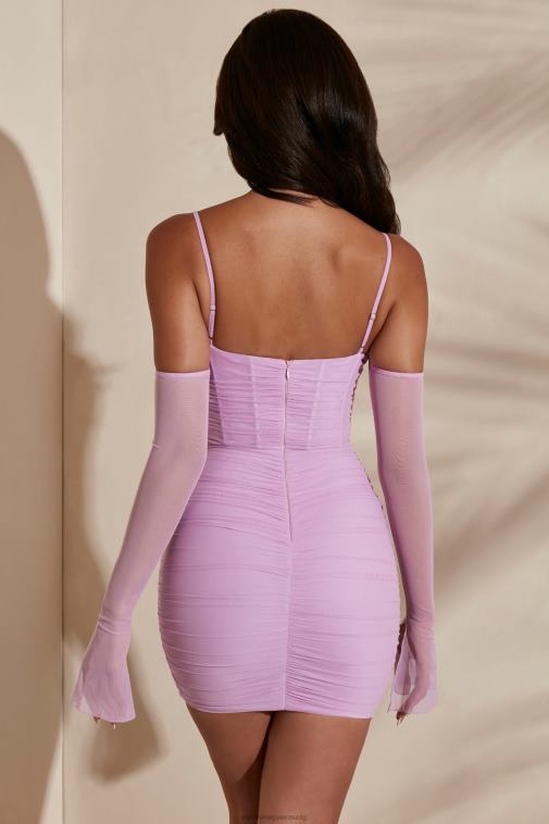 nők Oh Polly rózsaszín tisztelet a vállról mini ruha 6F8P8309