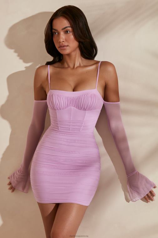 nők Oh Polly rózsaszín tisztelet a vállról mini ruha 6F8P8309