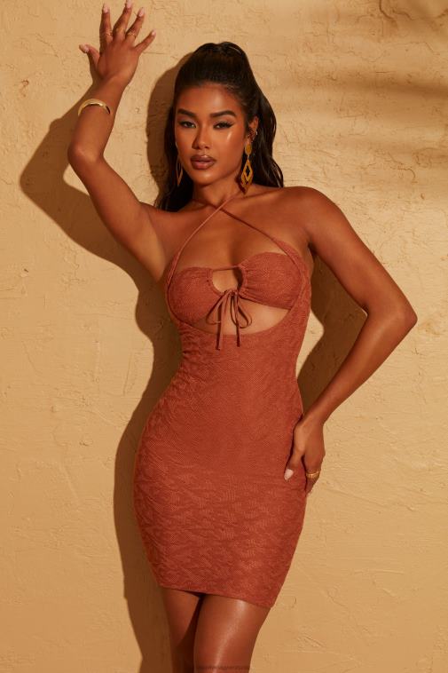 nők Oh Polly rozsda rayan kétrétegű mini ruha 6F8P8191