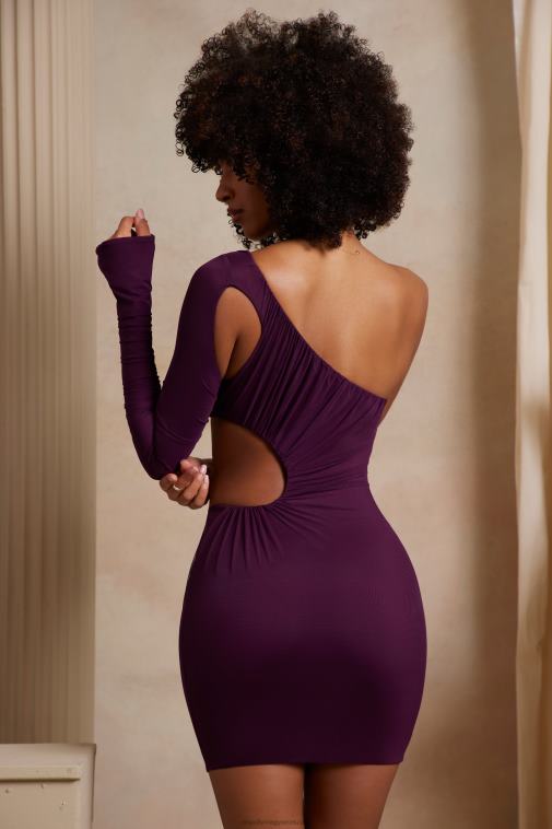 nők Oh Polly szilva anoushka egyujjú kivágott miniruha 6F8P8118