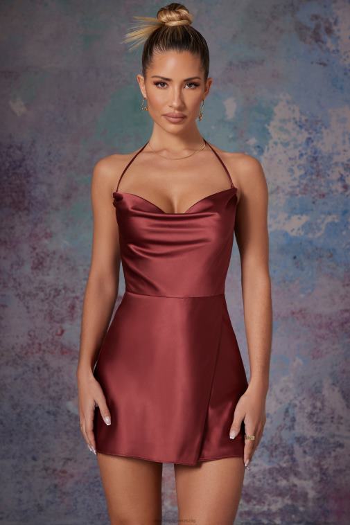 nők Oh Polly tégla Lenora burkolatú elülső borítás a mini ruhán 6F8P8285