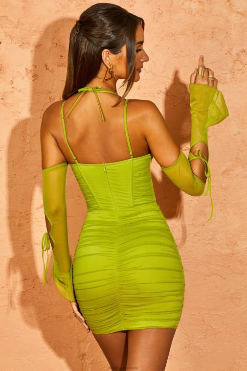 nők Oh Polly zöld Emelee a vállról mini ruha 6F8P8344