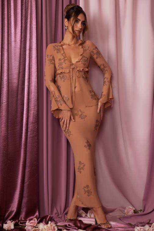 nők Oh Polly bézs cezanne alacsony emelésű maxiszoknya 6F8P8777