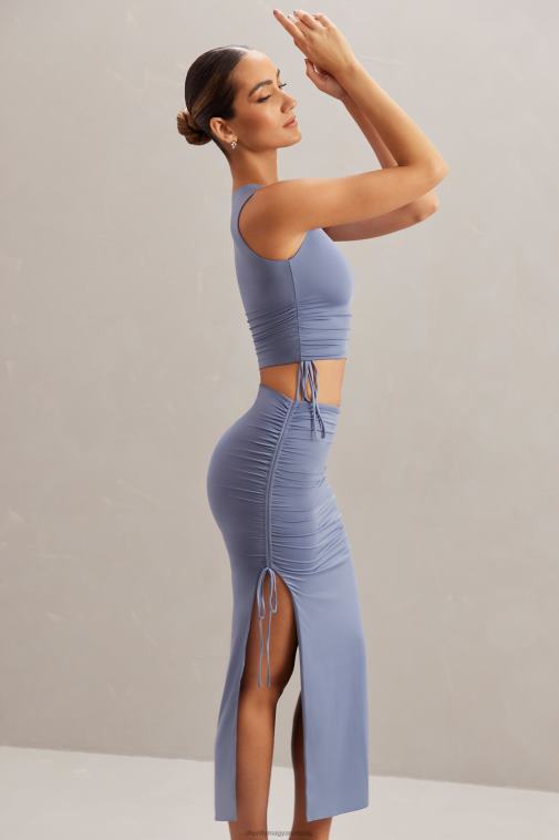 nők Oh Polly kék alinta középen emelkedő midiszoknya 6F8P8775