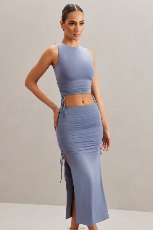 nők Oh Polly kék alinta középen emelkedő midiszoknya 6F8P8775