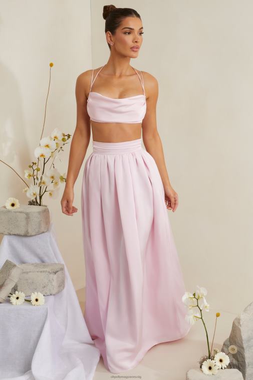 nők Oh Polly rózsaszín edyta redőzött nehéz szatén maxiszoknya 6F8P8746