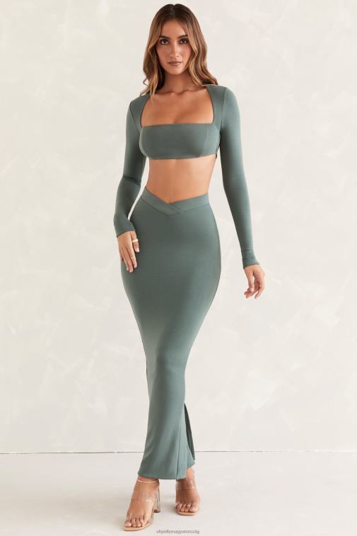 nők Oh Polly zöld fűzfa kiszélesedő szegélyű maxiszoknya 6F8P8831