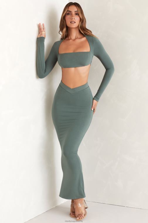 nők Oh Polly zöld fűzfa kiszélesedő szegélyű maxiszoknya 6F8P8831