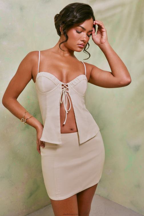 nők Oh Polly fehér galina közepes emelkedésű vászon miniszoknya 6F8P8740