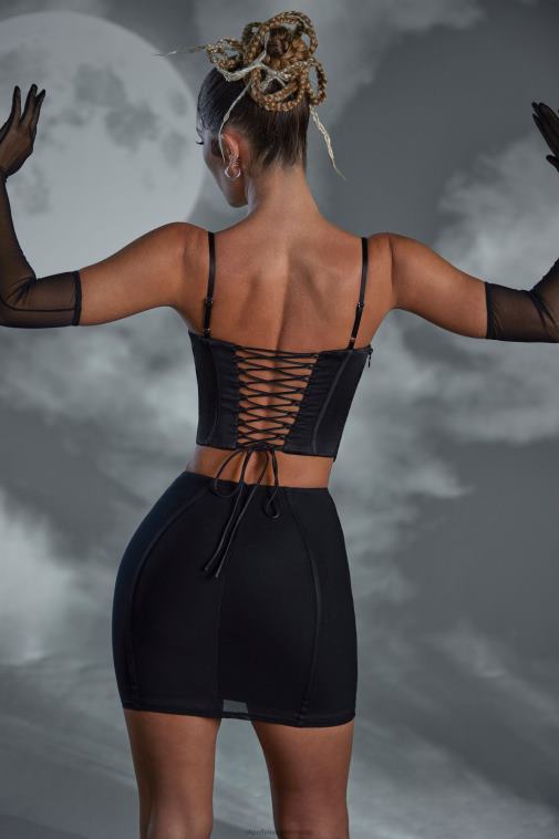 nők Oh Polly fekete asra fűzős miniszoknya 6F8P8810