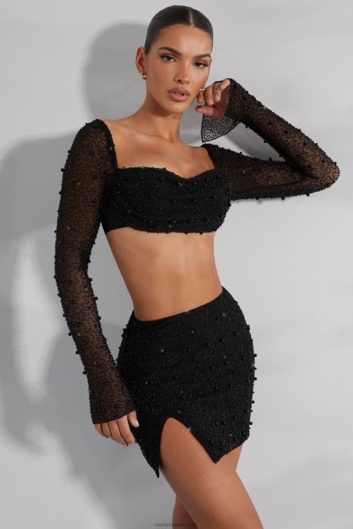 nők Oh Polly fekete belle 'le magas derekú comb osztott miniszoknya 6F8P8750