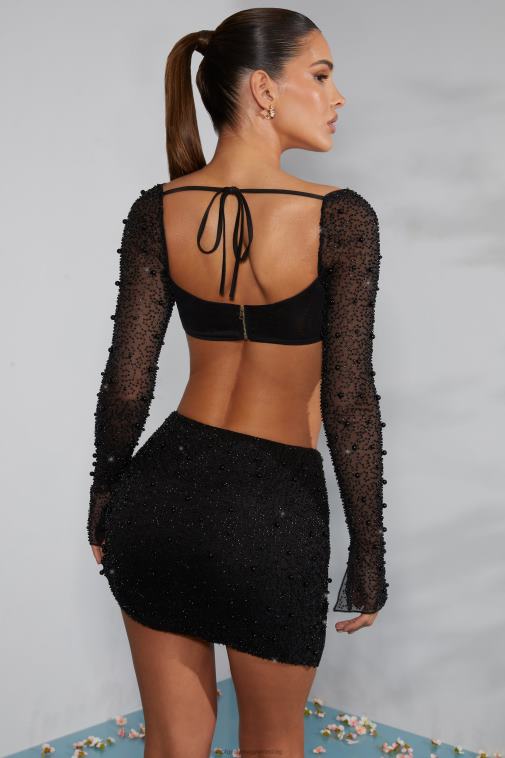 nők Oh Polly fekete belle 'le magas derekú comb osztott miniszoknya 6F8P8750