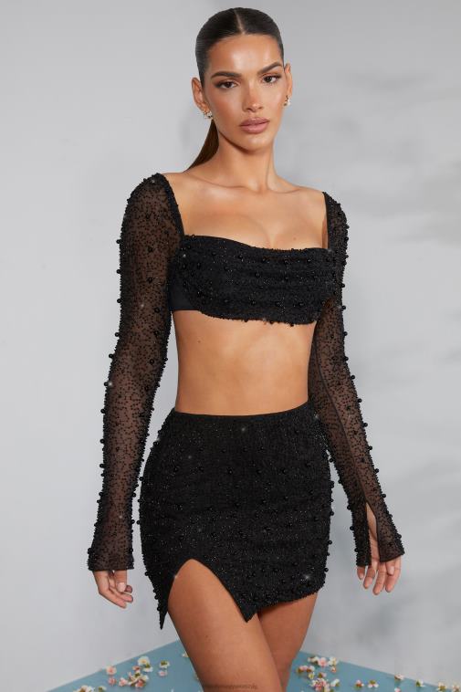 nők Oh Polly fekete belle 'le magas derekú comb osztott miniszoknya 6F8P8750