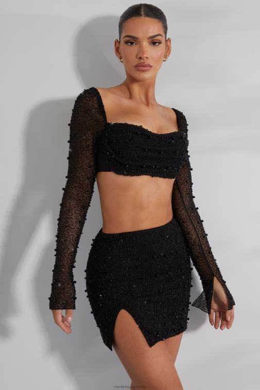 nők Oh Polly fekete belle 'le magas derekú comb osztott miniszoknya 6F8P8750