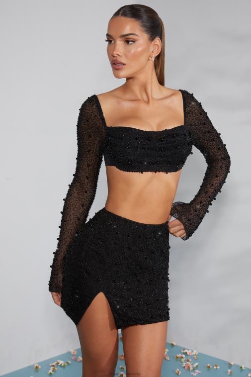 nők Oh Polly fekete belle 'le magas derekú comb osztott miniszoknya 6F8P8750