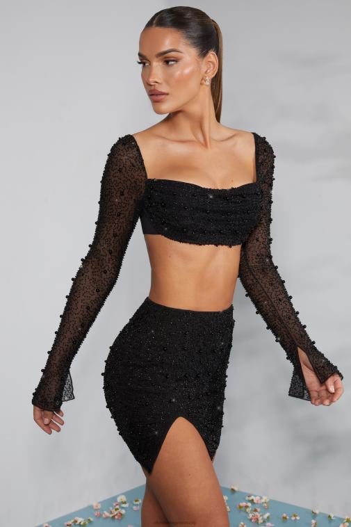 nők Oh Polly fekete belle 'le magas derekú comb osztott miniszoknya 6F8P8750