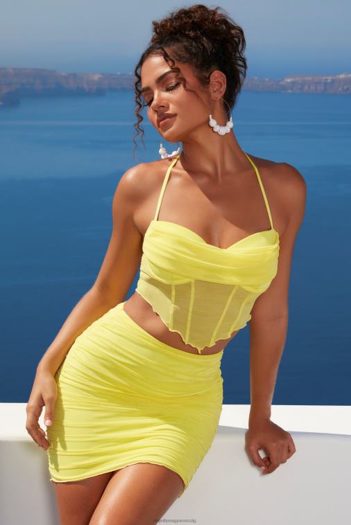 nők Oh Polly mész hullámos hatású fodros szegélyű hálós miniszoknya 6F8P8835