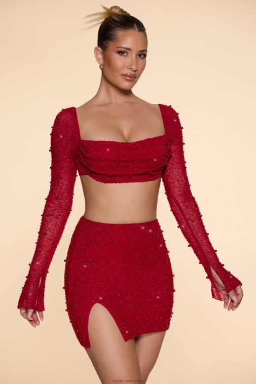 nők Oh Polly piros belle ile magas derekú comb osztott miniszoknya 6F8P8783