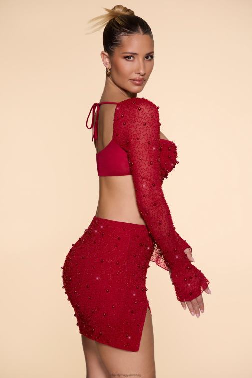 nők Oh Polly piros belle ile magas derekú comb osztott miniszoknya 6F8P8783