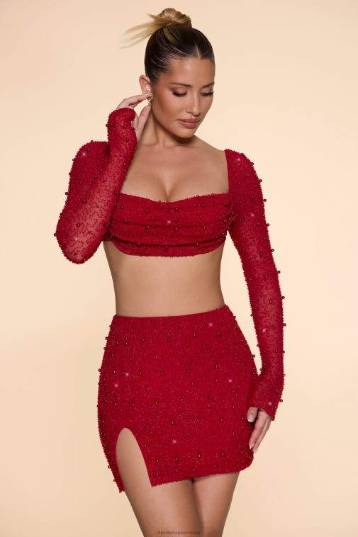 nők Oh Polly piros belle ile magas derekú comb osztott miniszoknya 6F8P8783