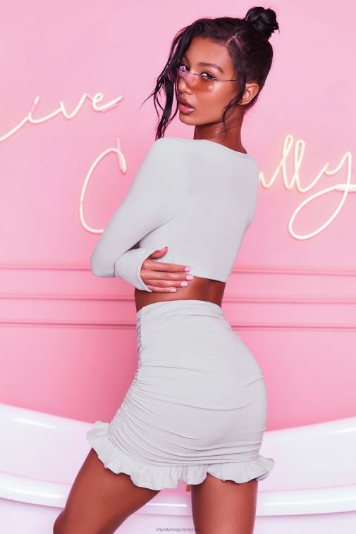 nők Oh Polly szürke itt a fodros, domború bodycon miniszoknya 6F8P8846