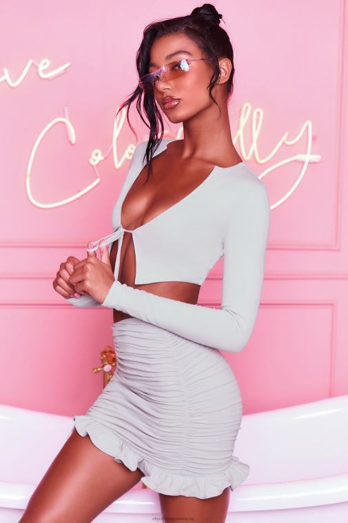 nők Oh Polly szürke itt a fodros, domború bodycon miniszoknya 6F8P8846